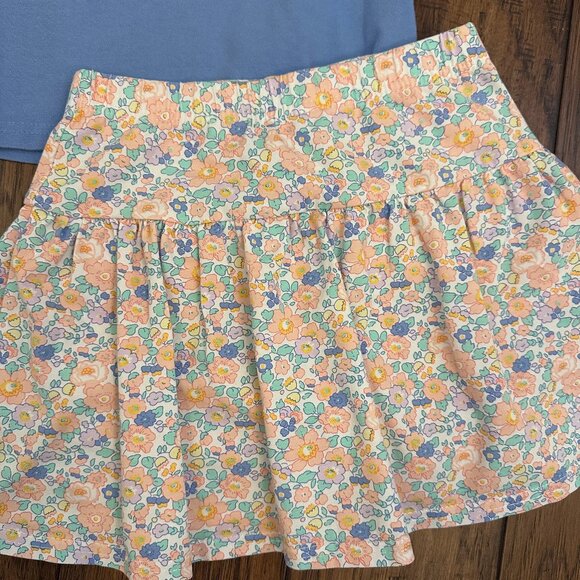 Trotter Street Kids Long-Sleeve Blue Floral Skort Set - Picture 3 of 6